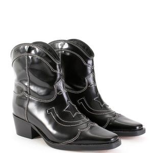 GANNI Meg leather cowboy boot